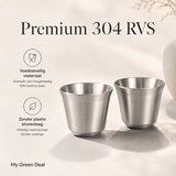 RVS Espressokopjes set van 2 Zilver - 80 ml - My Green Deal