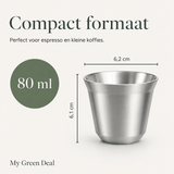 RVS Espressokopjes set van 2 Zilver - 80 ml - My Green Deal