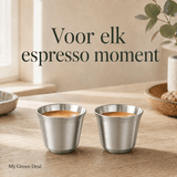 RVS Espressokopjes set van 2 Zilver - 80 ml - My Green Deal