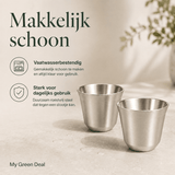 RVS Espressokopjes set van 2 Zilver - 80 ml - My Green Deal