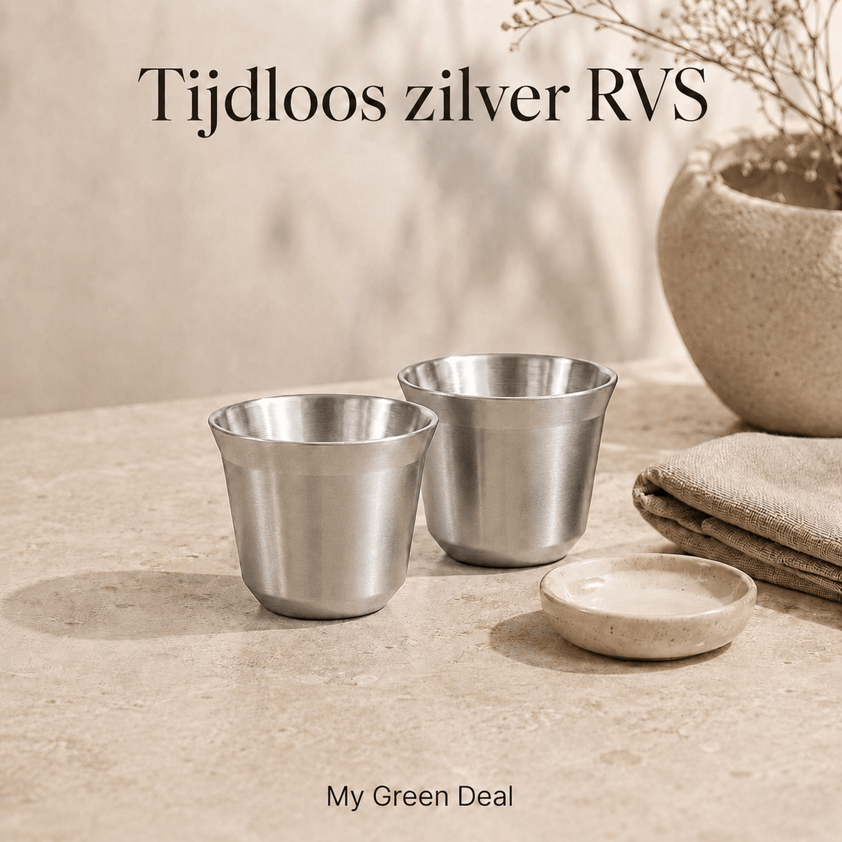 RVS Espressokopjes set van 2 Zilver - 80 ml - My Green Deal