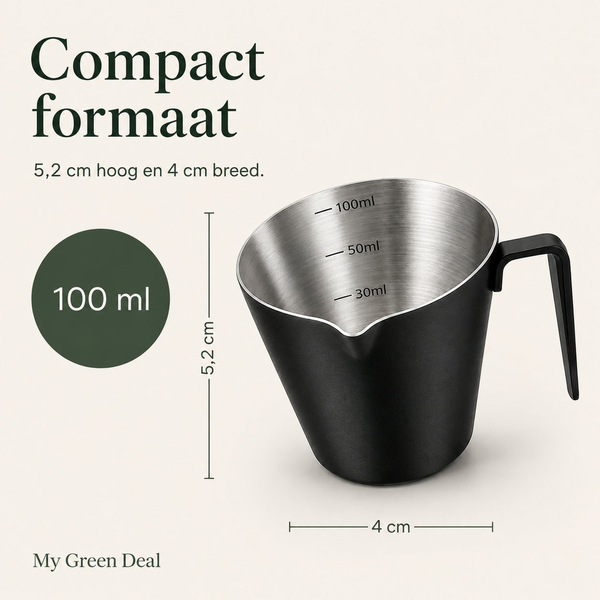 RVS Espresso Schenkkan Zwart - 100ml - My Green Deal