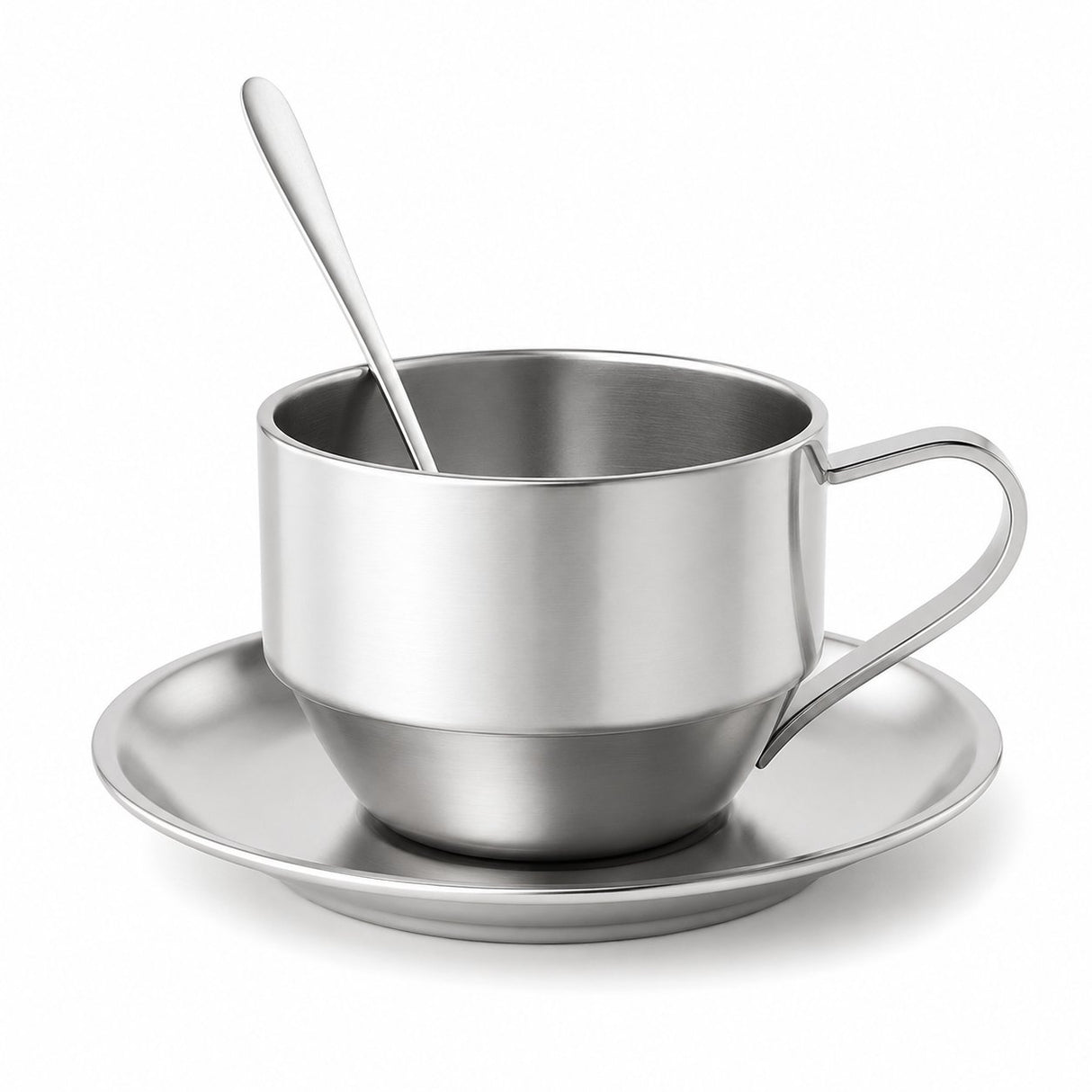 RVS Koffiekop met Schotel & Lepel - My Green Deal