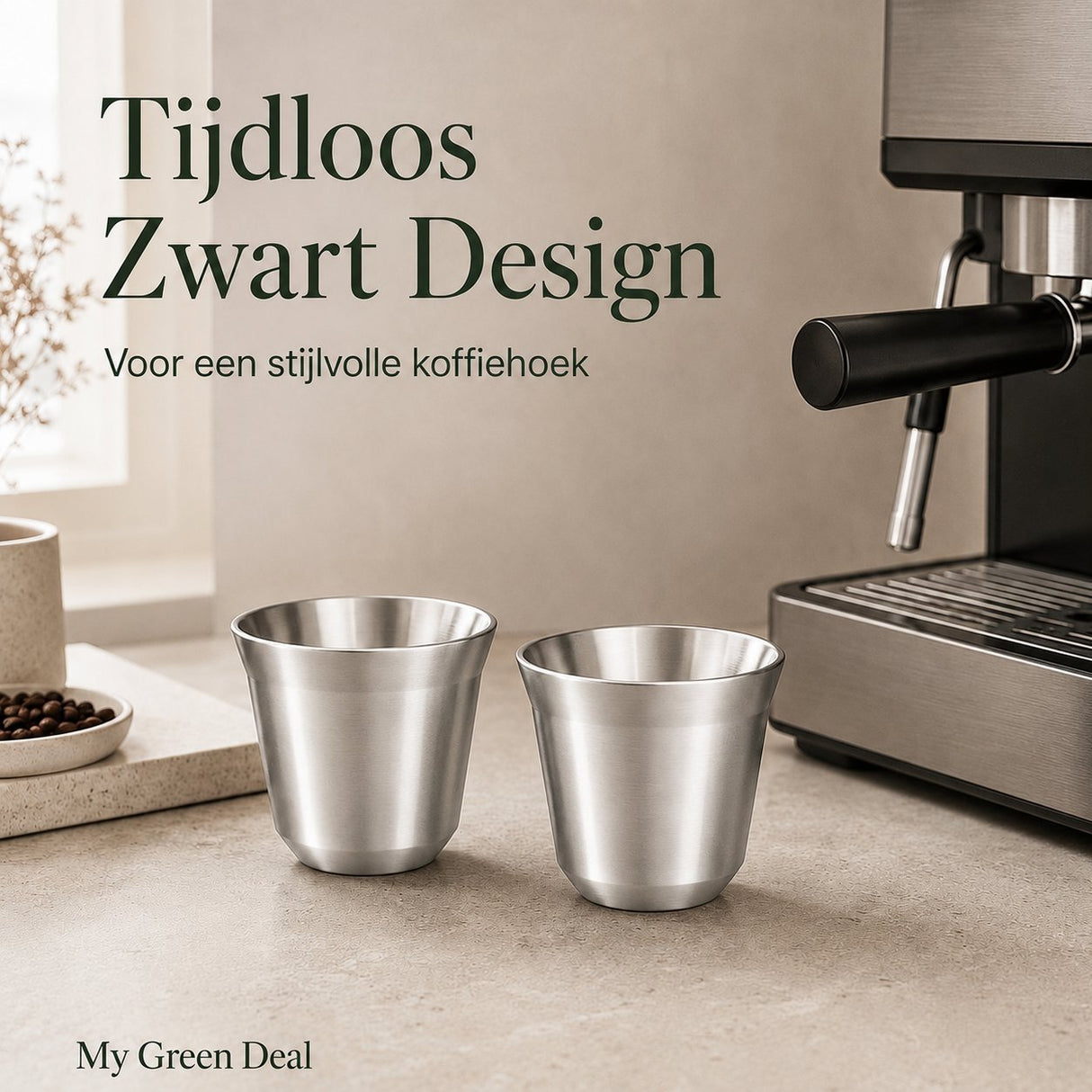 RVS Koffiebekers Zilver Set van 2 – 163 ml - My Green Deal