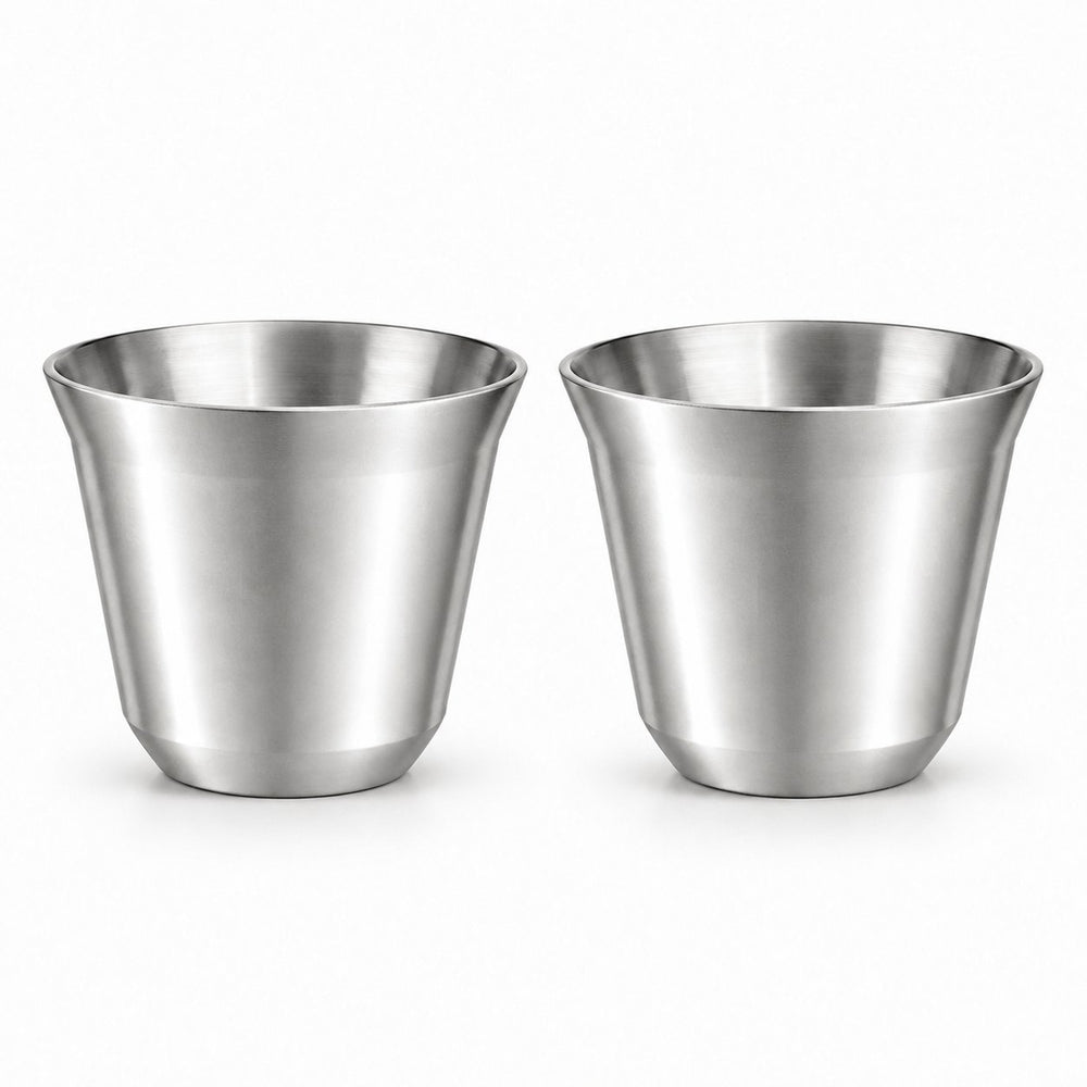 Retourdeal - RVS Koffiebekers Zilver Set van 2 – 163 ml