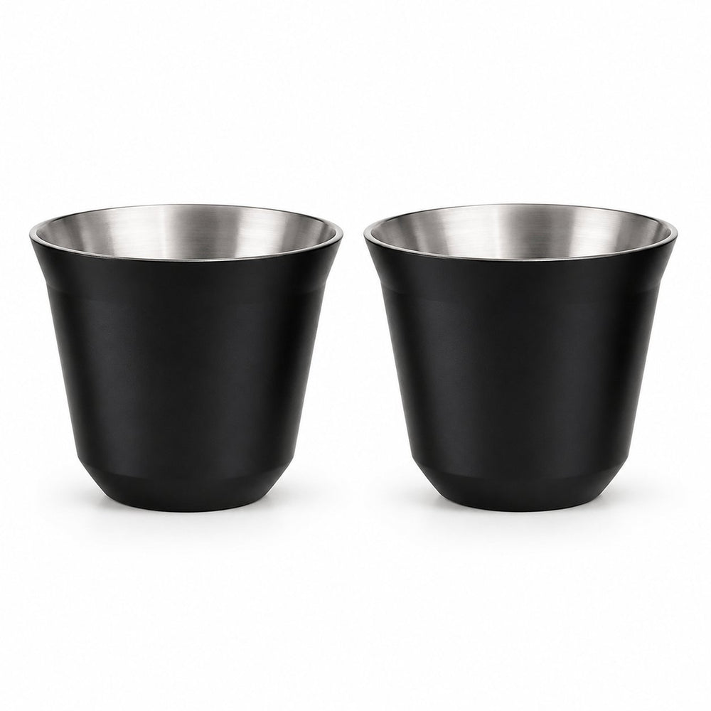 Retourdeal - RVS Koffiebekers Zwart Set van 2 – 163 ml