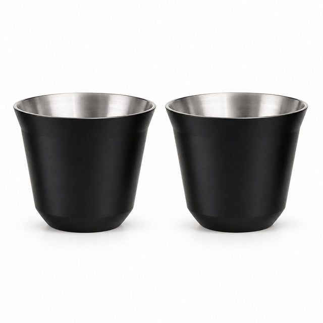RVS Koffiebekers Zwart Set van 2 – 163 ml - My Green Deal