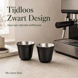 RVS Koffiebekers Zwart Set van 2 – 163 ml - My Green Deal