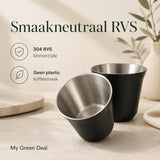 RVS Koffiebekers Zwart Set van 2 – 163 ml - My Green Deal