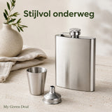 RVS Heupfles 180ml met trechter - My Green Deal