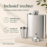 RVS Heupfles 180ml met trechter - My Green Deal