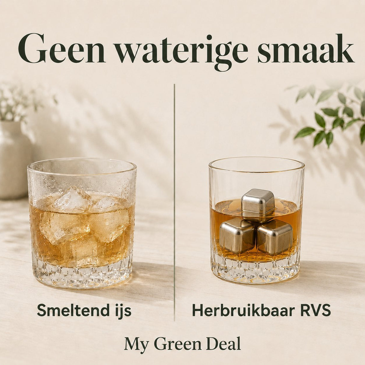 RVS IJsblokjes Set – 12 stuks met Tang - My Green Deal