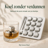 RVS IJsblokjes Set – 12 stuks met Tang - My Green Deal