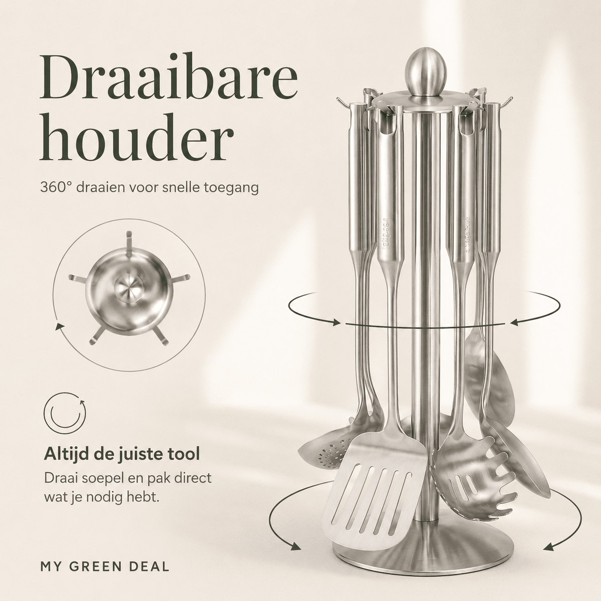 Draaibare RVS keukengerei houder