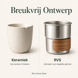 RVS koffiekopjes met hout van 4 Zilver - 280ML - My Green Deal