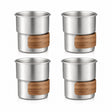 RVS koffiekopjes met hout van 4 Zilver - 280ML - My Green Deal