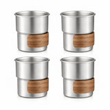RVS koffiekopjes met hout van 4 Zilver - 280ML - My Green Deal