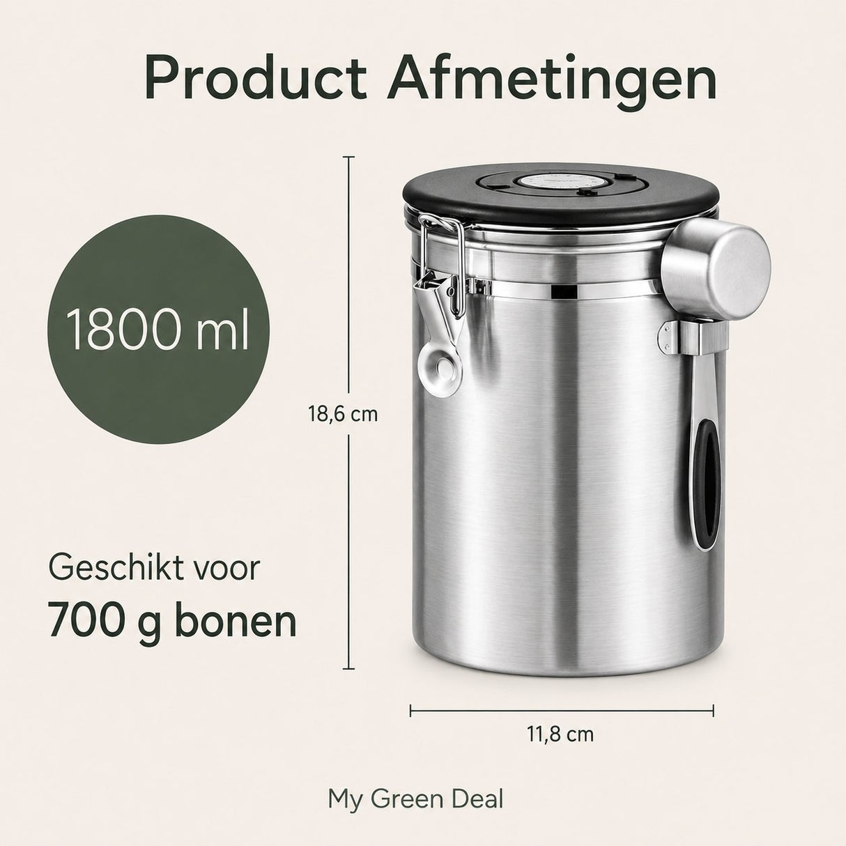 RVS Koffie Bewaarbus 1.8L Zilver - My Green Deal