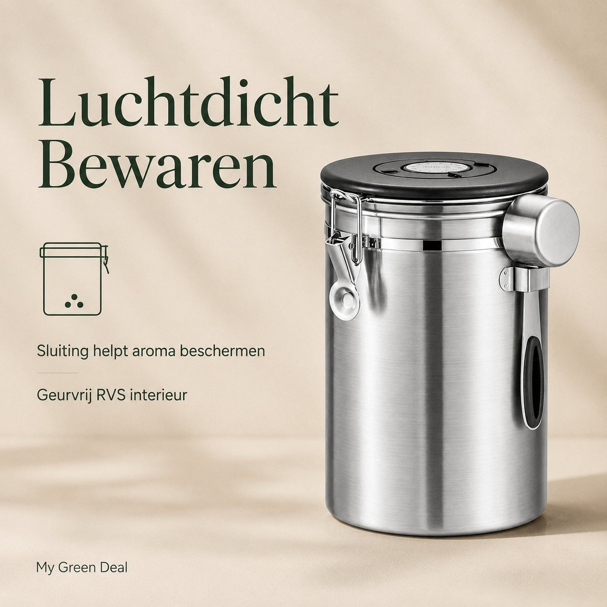 RVS Koffie Bewaarbus 1.8L Zilver - My Green Deal