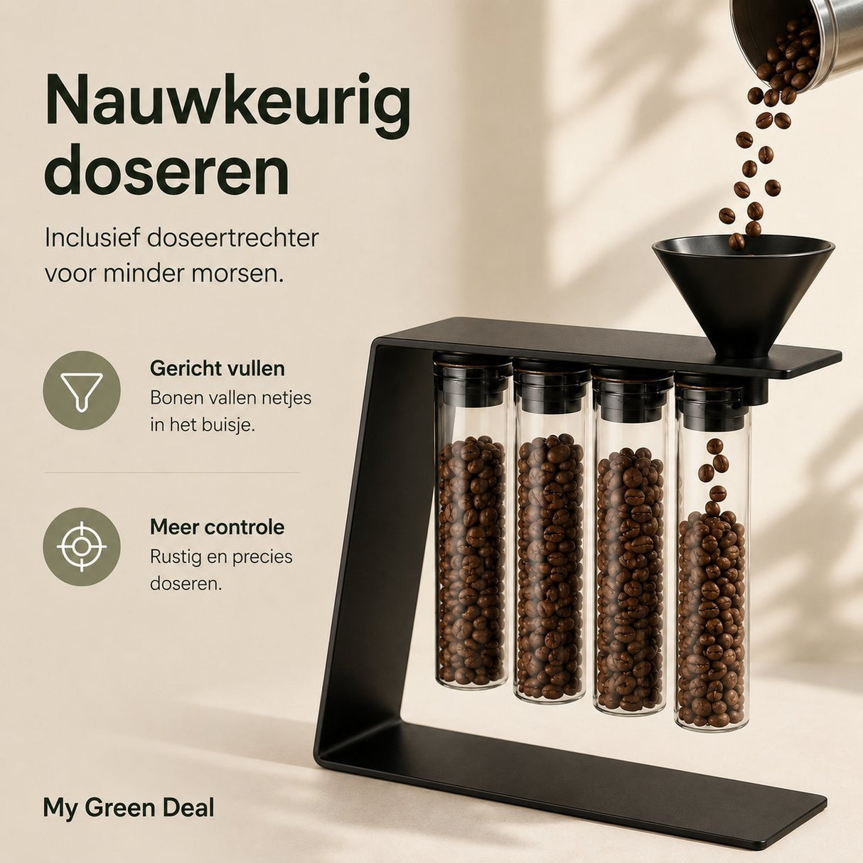 RVS koffieboonhouder zwart - My Green Deal