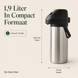 RVS Thermoskan met pomp 1.9L - My Green Deal