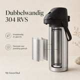 RVS Thermoskan met pomp 1.9L - My Green Deal