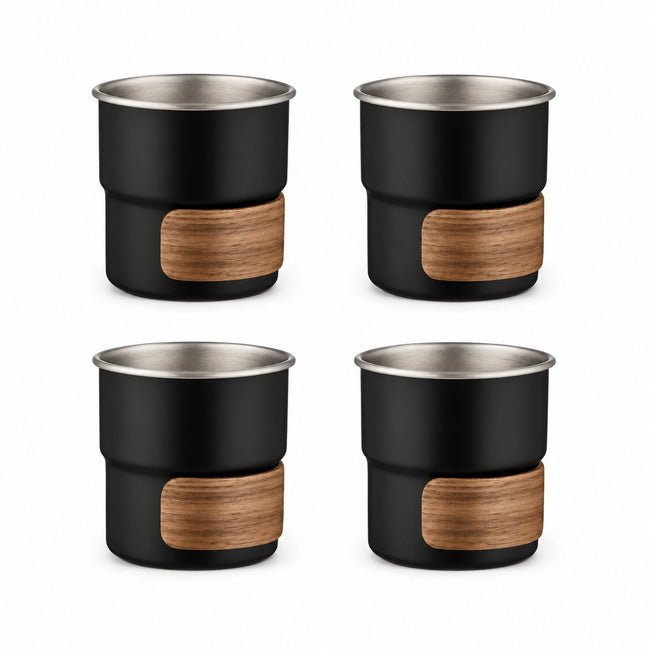 RVS koffiekopjes zonder oor set van 4 zwart - 280ML - My Green Deal