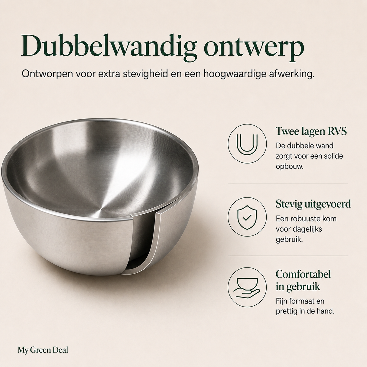 RVS kom dubbelwandig Ø15cm
