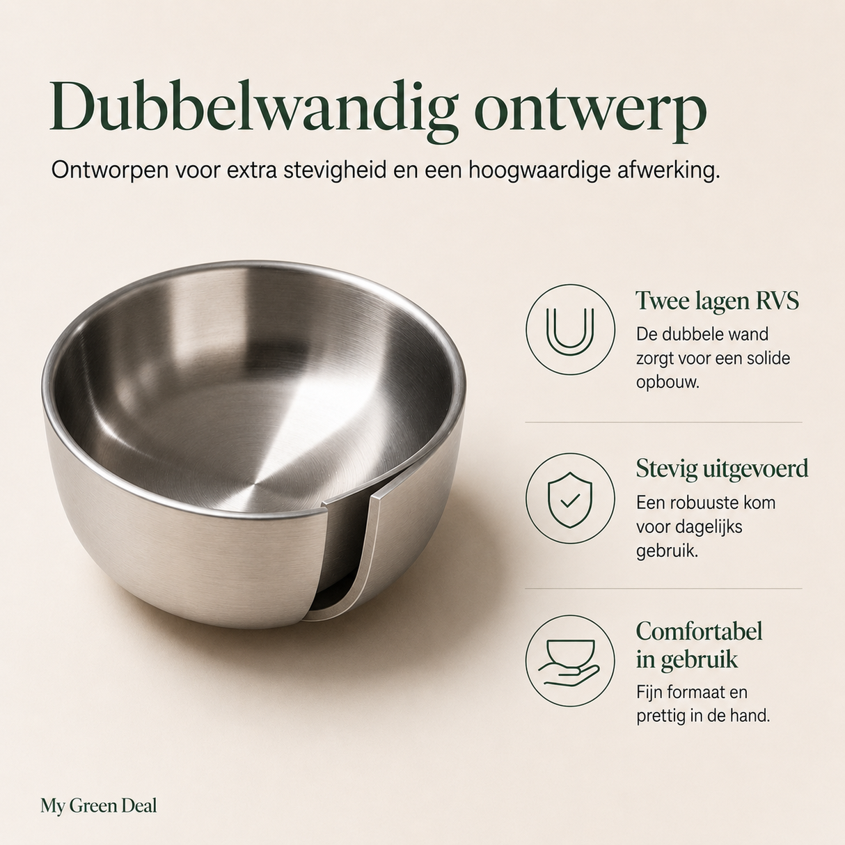 RVS kom dubbelwandig Ø10cm