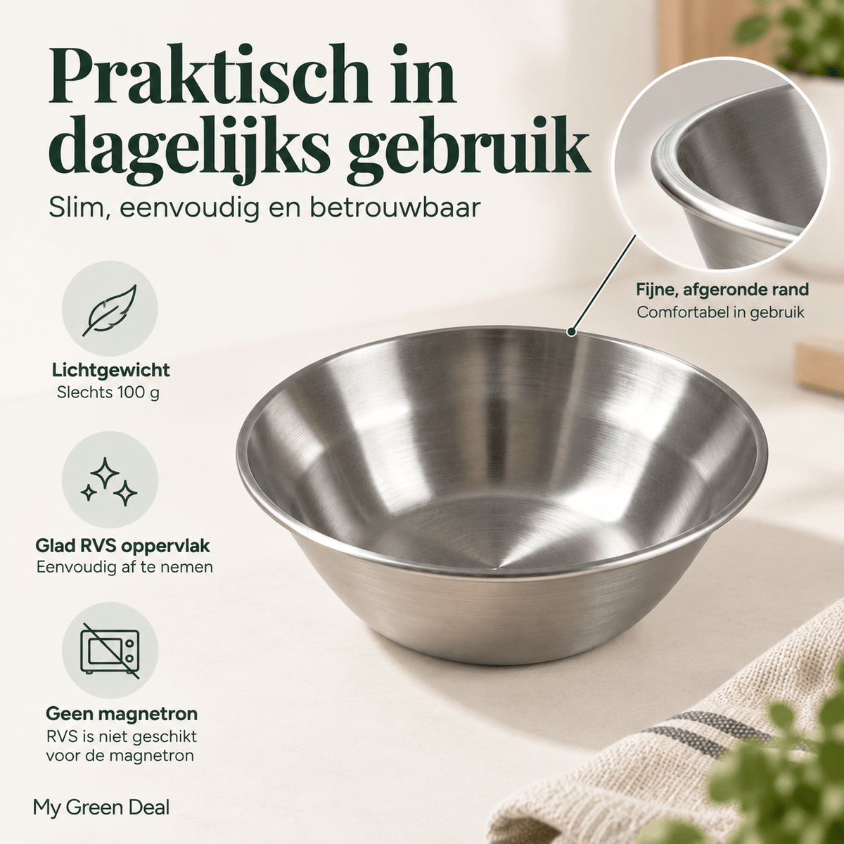 RVS kom enkelwandig Ø13cm - My Green Deal