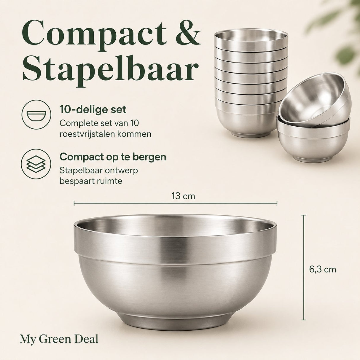 RVS Kommen Set – 10 stuks - My Green Deal