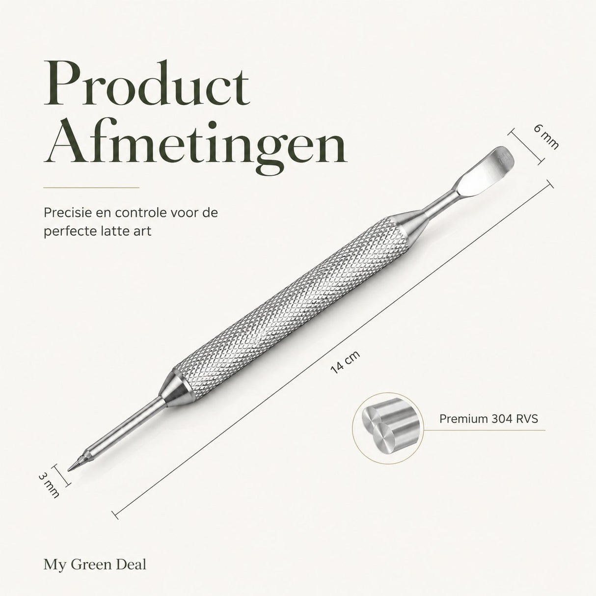 RVS latte art pen zilver - My Green Deal