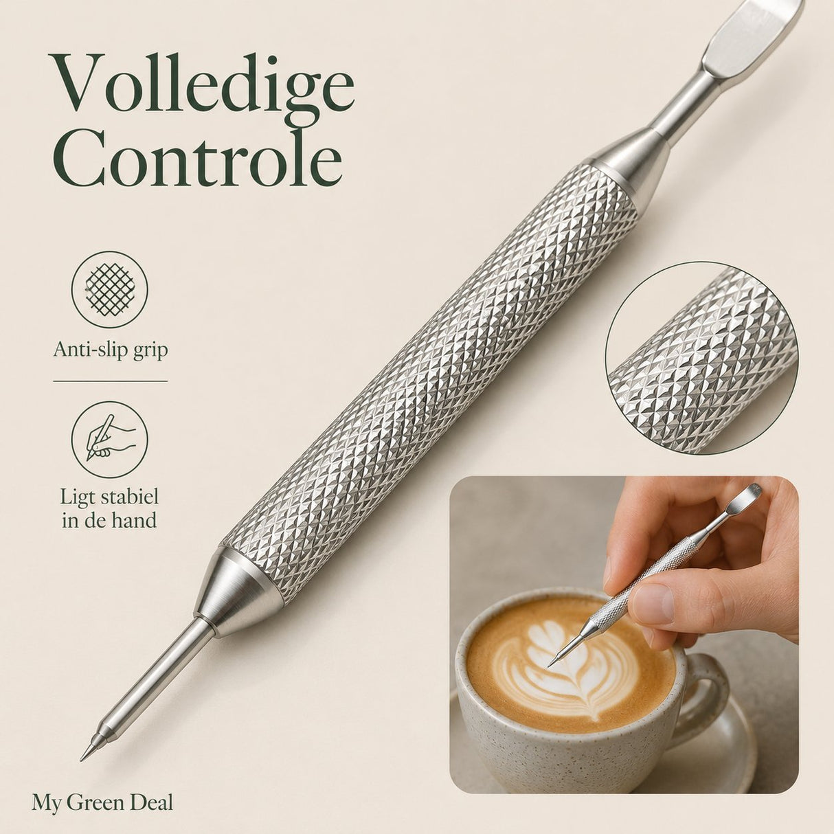 RVS latte art pen zilver - My Green Deal