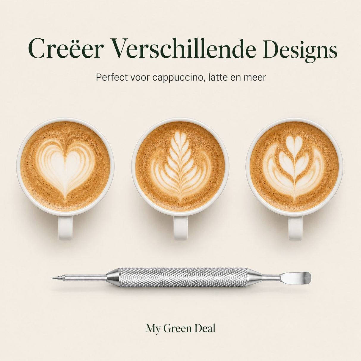 RVS latte art pen zilver - My Green Deal