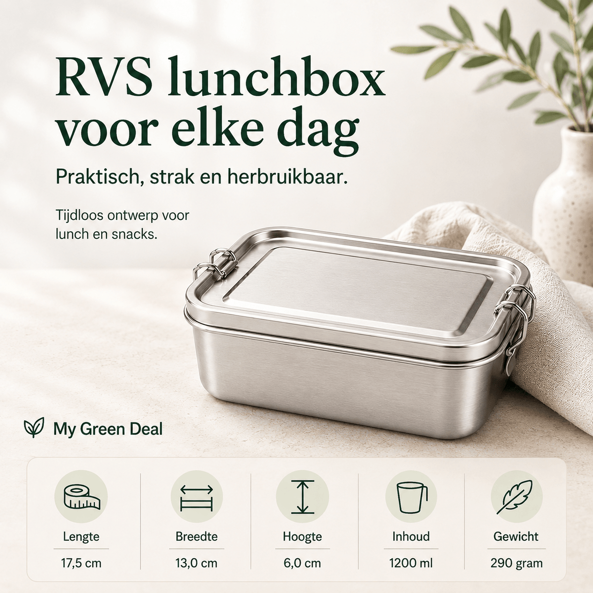 RVS Lunchbox 1200ml - My Green Deal