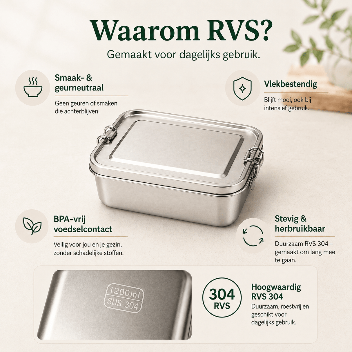 RVS Lunchbox 1200ml - My Green Deal