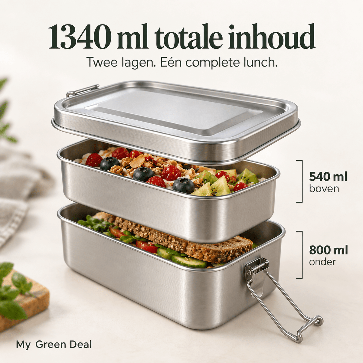 RVS lunchbox 540+800ml - My Green Deal