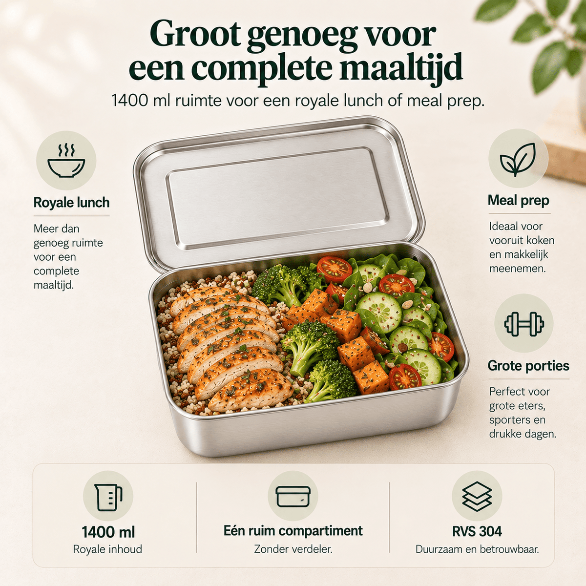 RVS Lunchbox 1400ml - My Green Deal