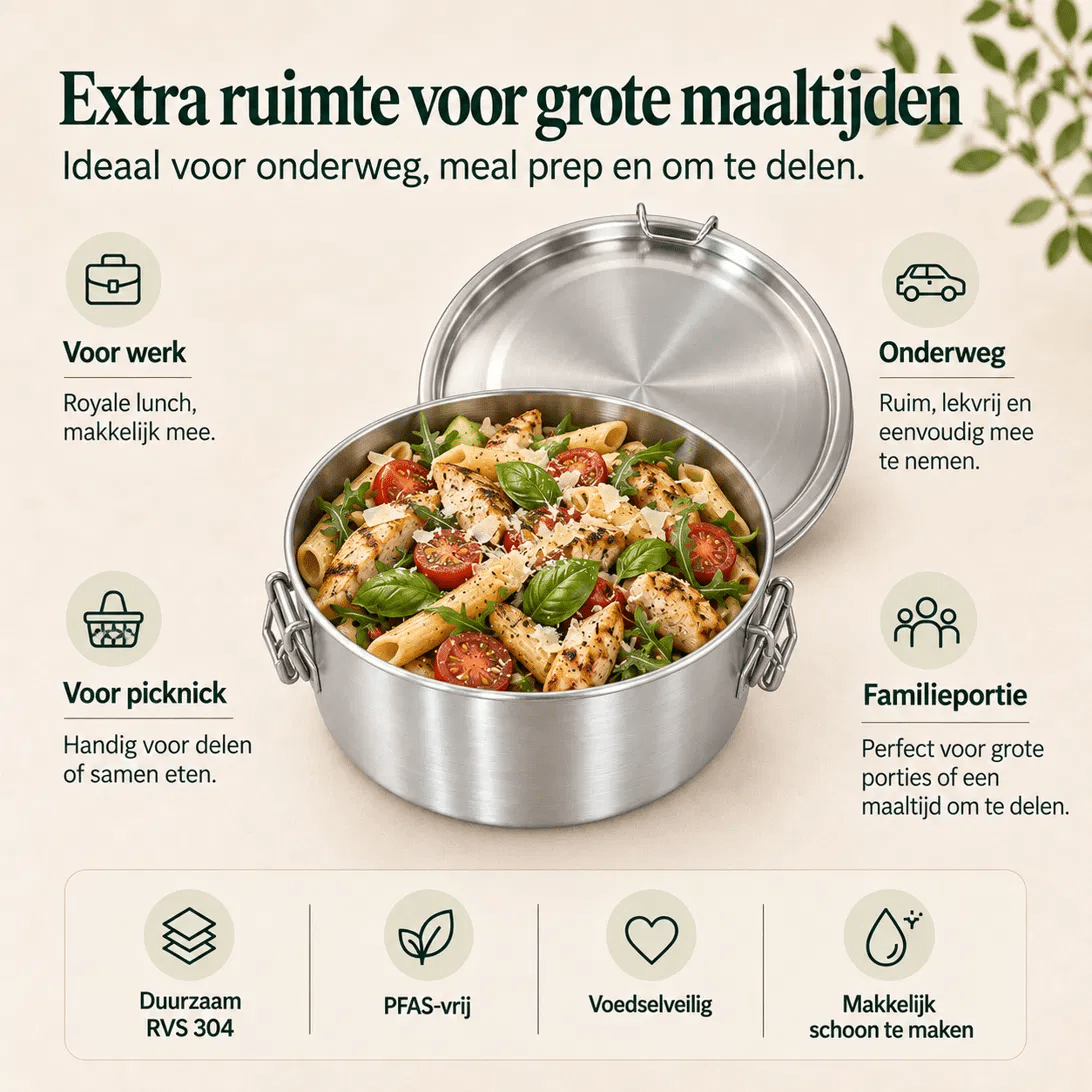 RVS Lunchbox rond 1800ml - My Green Deal