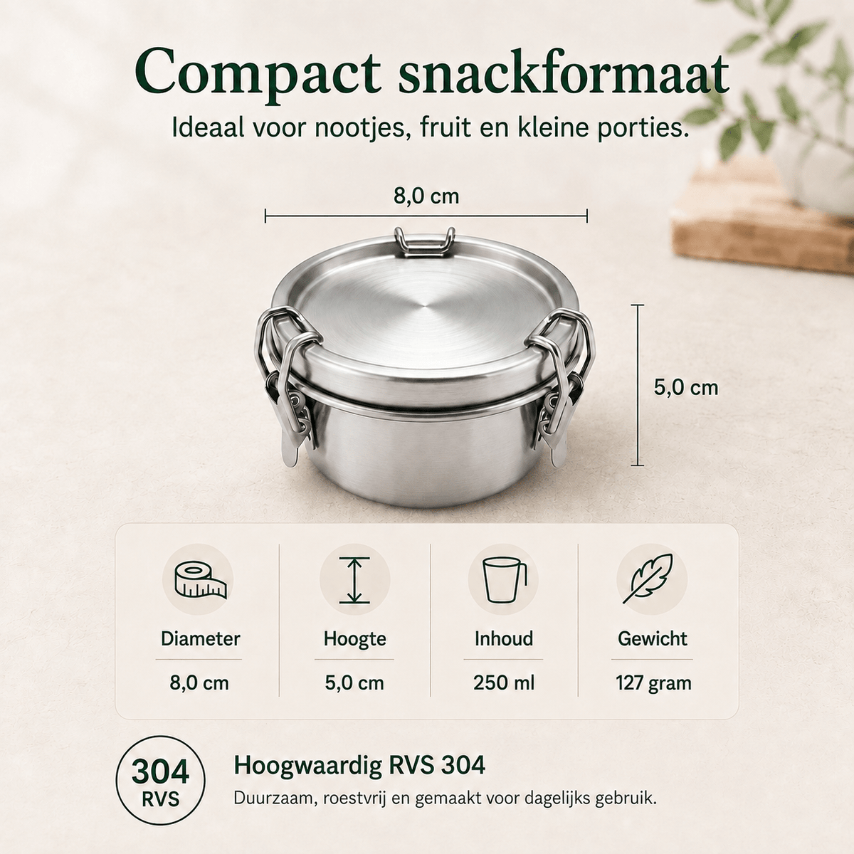 RVS Lunchbox rond 250ml - My Green Deal