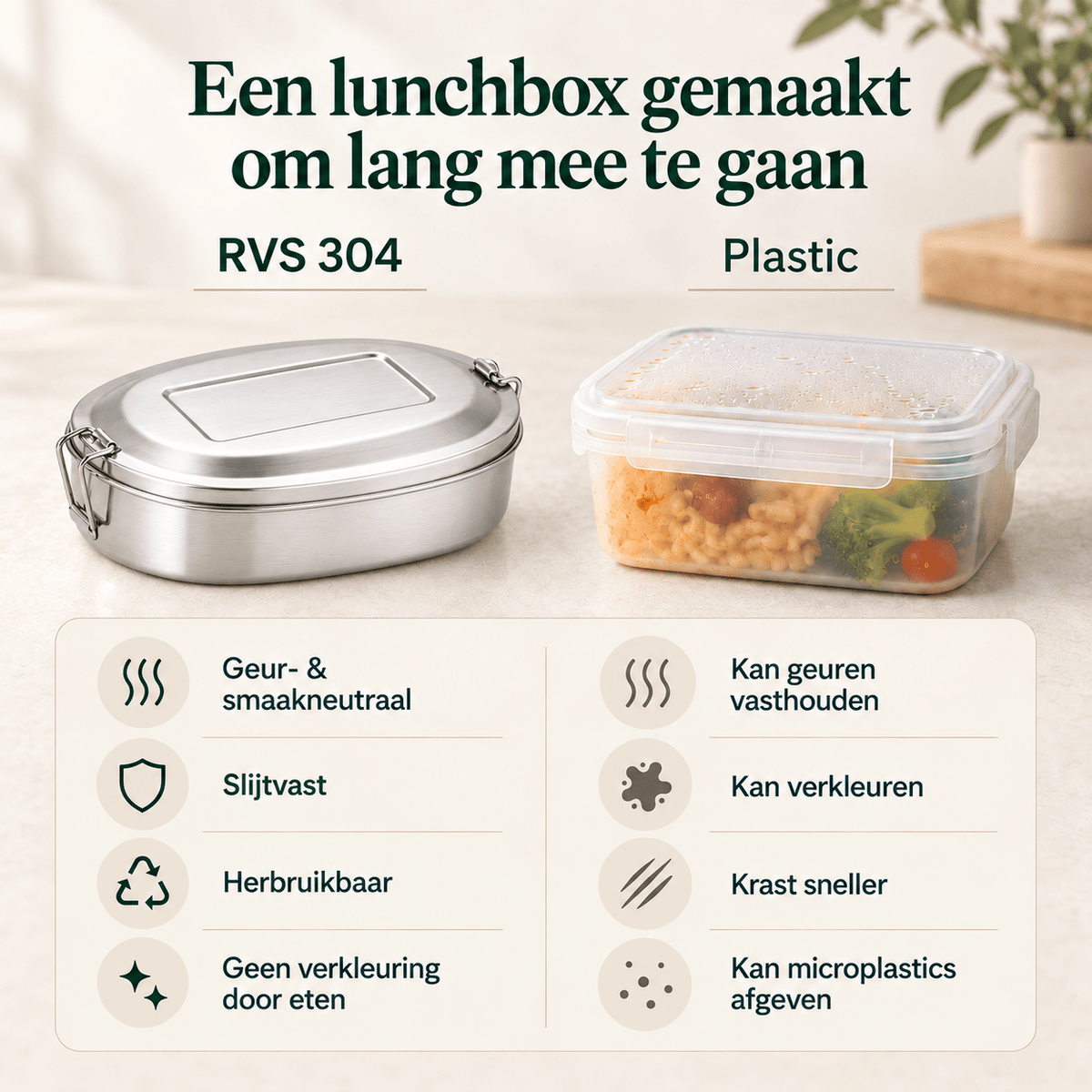 RVS lunchbox ovaal 500ml - My Green Deal