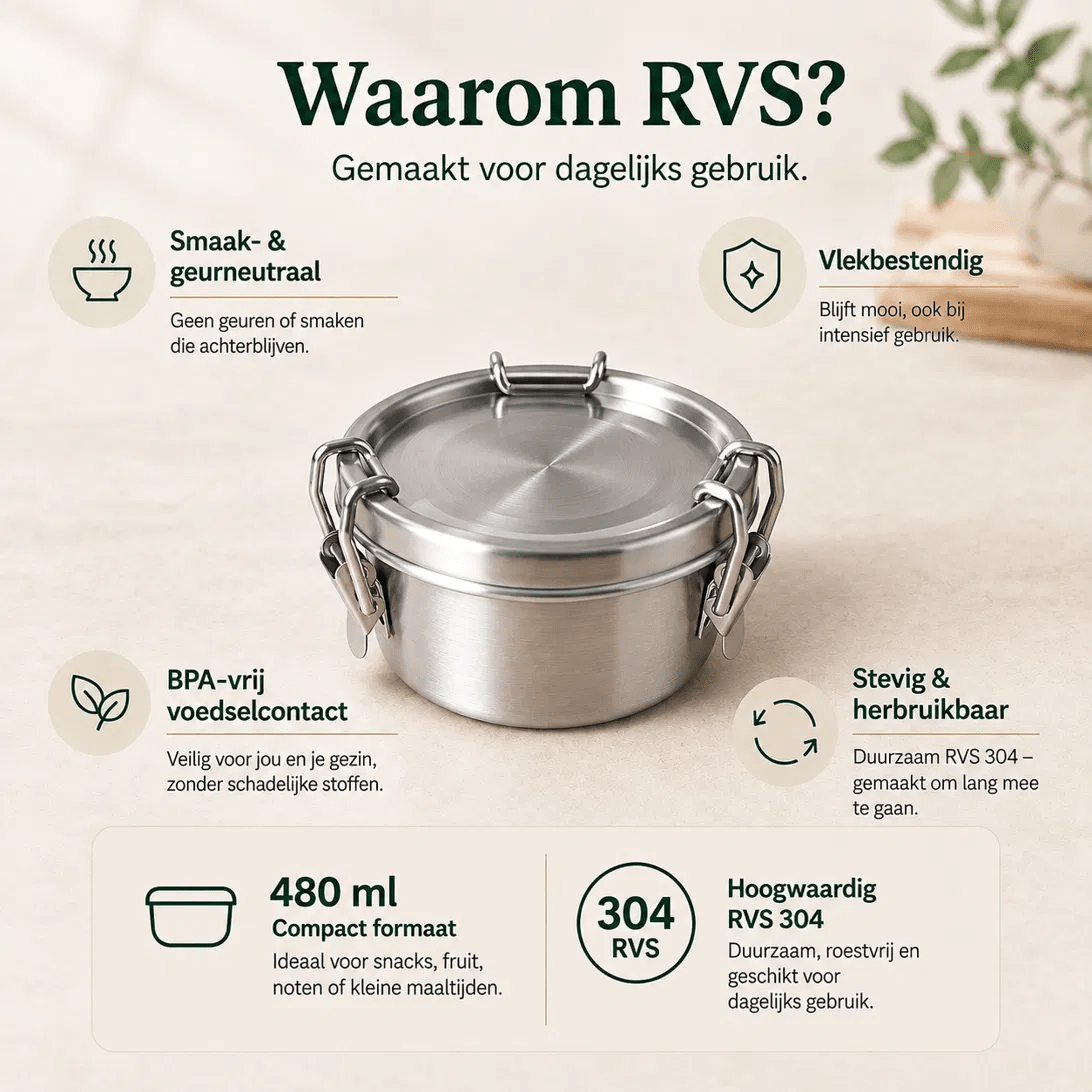 RVS Lunchbox rond 480ml - My Green Deal