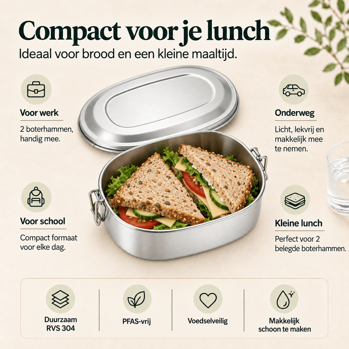 RVS lunchbox ovaal 500ml - My Green Deal