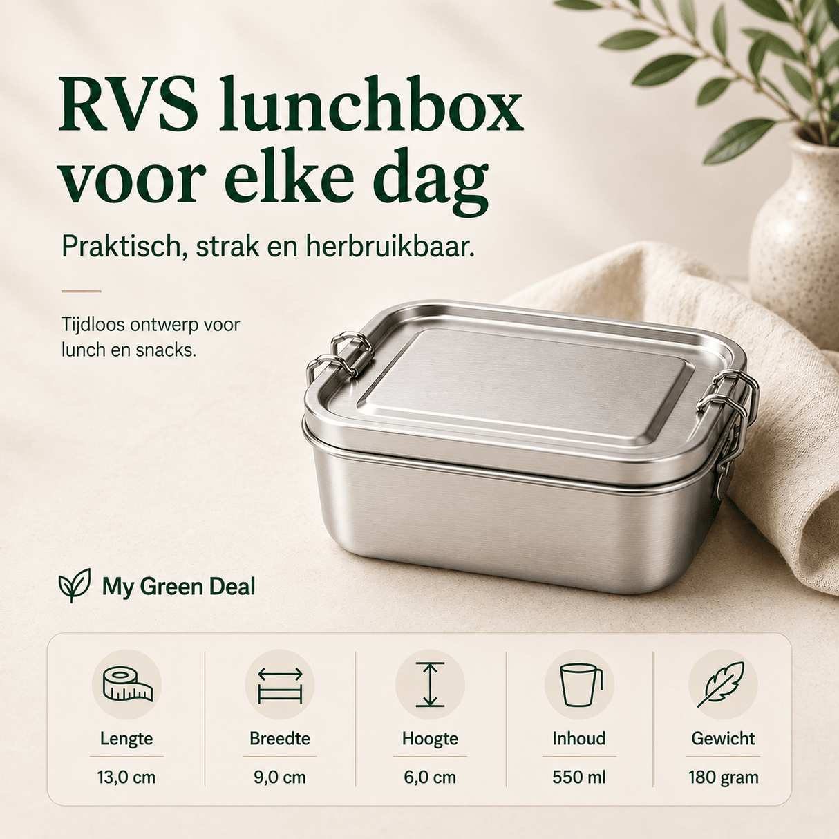 RVS Lunchbox 550ml - My Green Deal