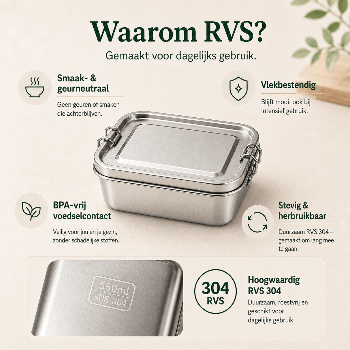 RVS Lunchbox 550ml - My Green Deal