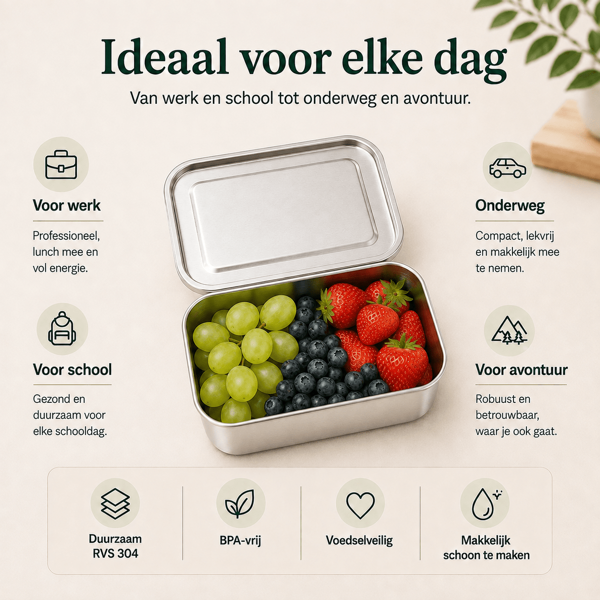 RVS Lunchbox 550ml - My Green Deal