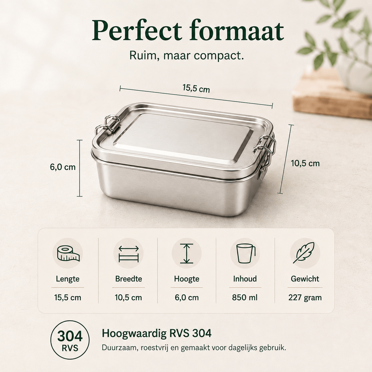 RVS Lunchbox 850ml - My Green Deal