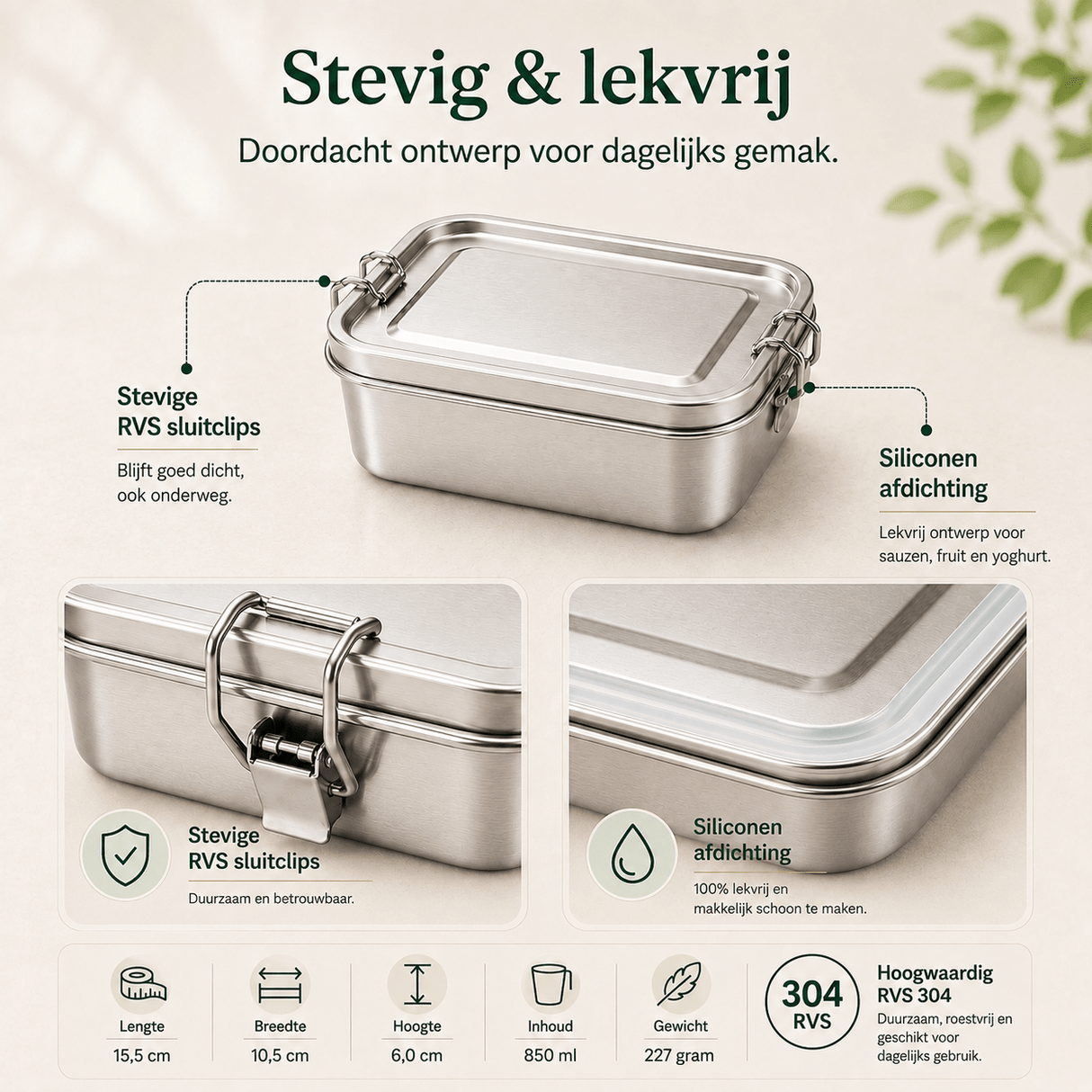RVS Lunchbox 850ml - My Green Deal