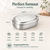 RVS lunchbox ovaal 500ml 2 compartimenten - My Green Deal
