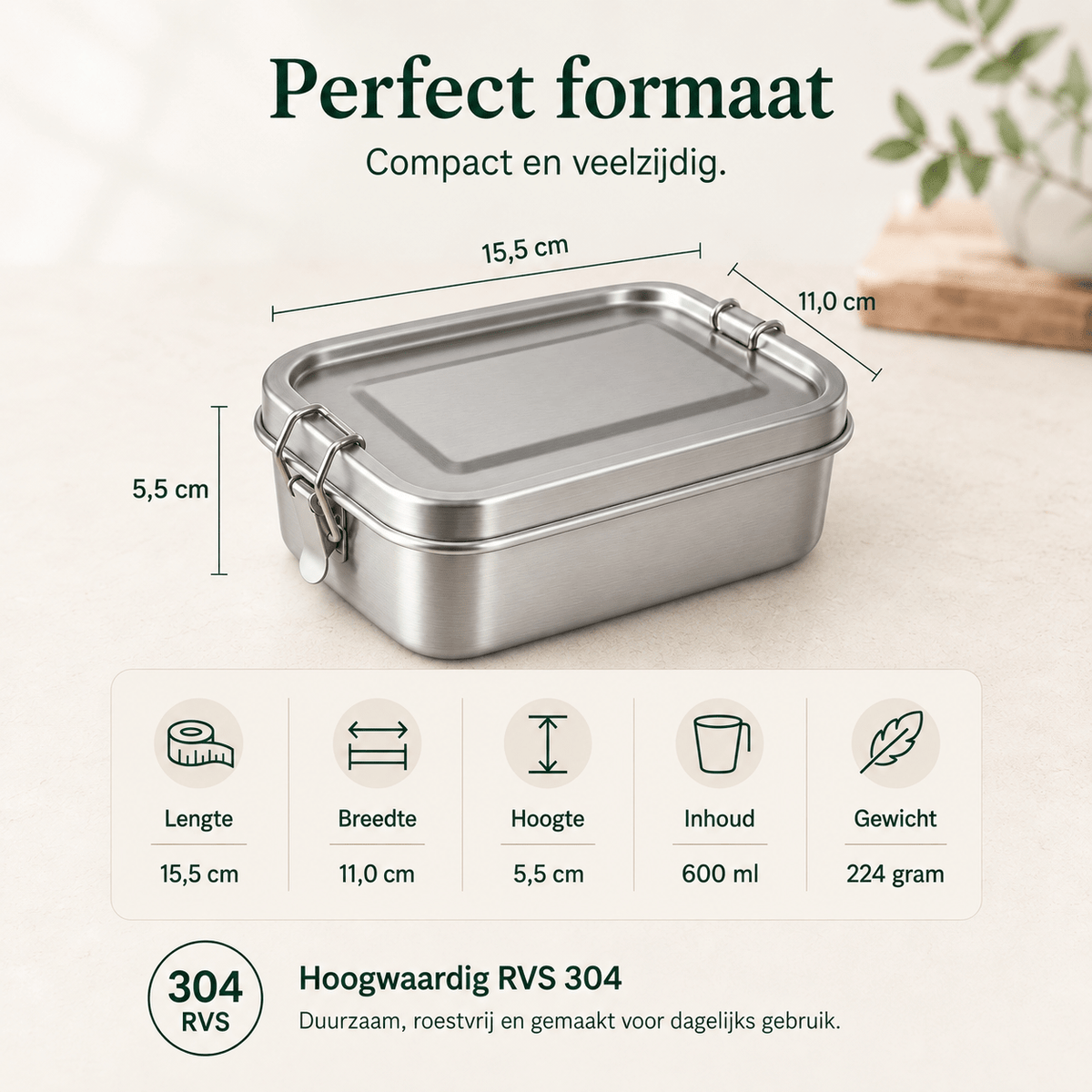 RVS Lunchbox 600ml - My Green Deal